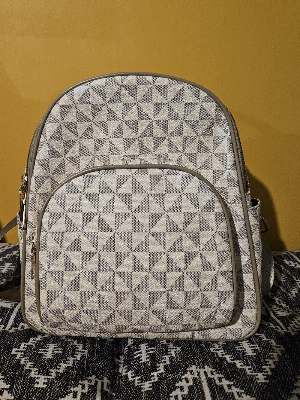 LIKE NEW! Two-tone Faux Leather Mini-Backpack w/Adj. Straps & Anti-Theft